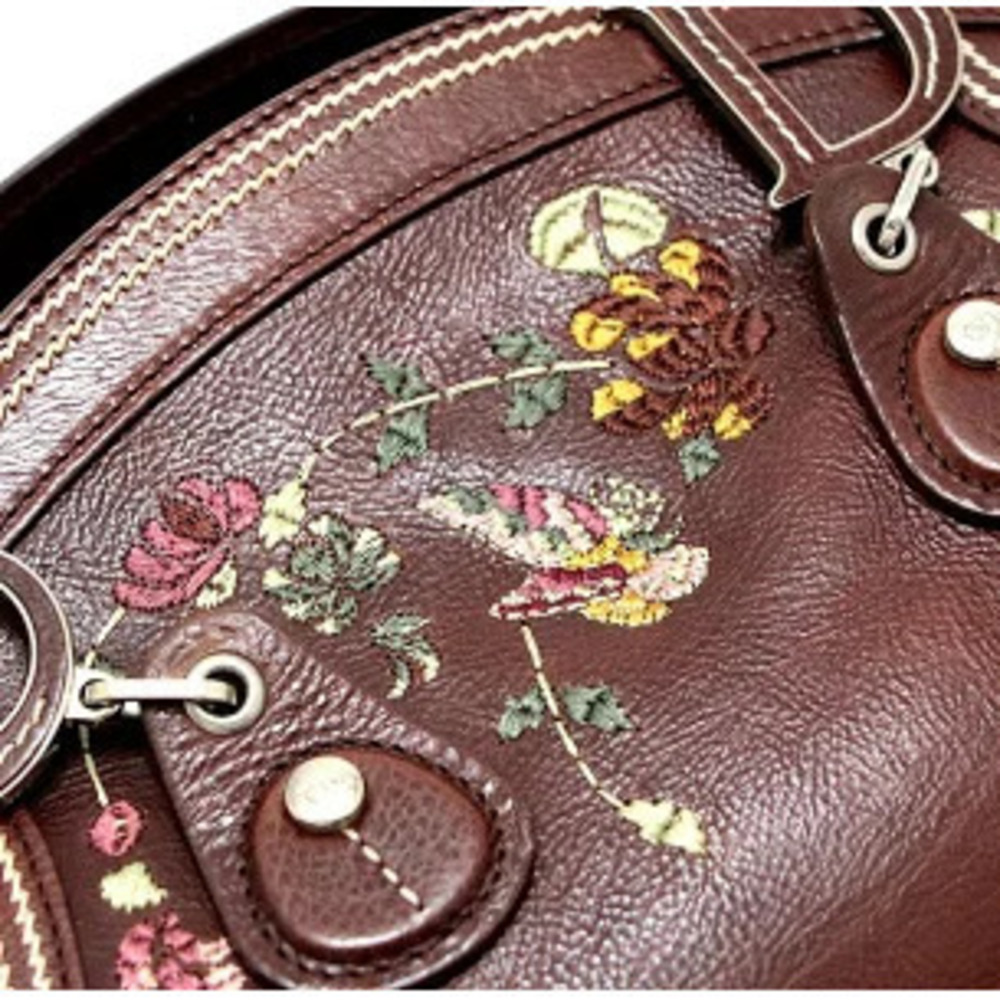 Christian Dior Embroidered Handbag Brown Leather - Picture 6 of 6
